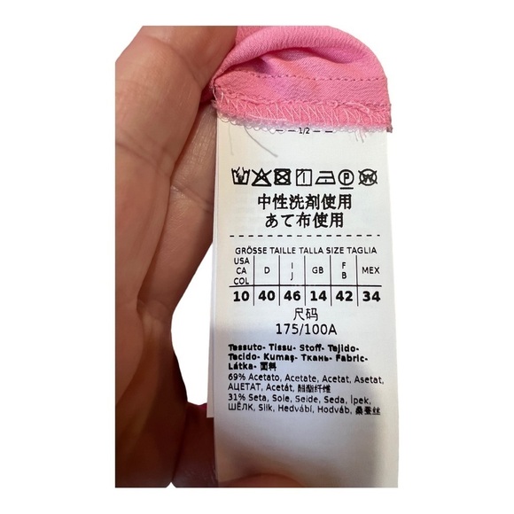 Marella MaxMara Italian Silk Blend Petal Pink Tiered Ruffle MIDI Robe Dress 10 - Picture 16 of 16